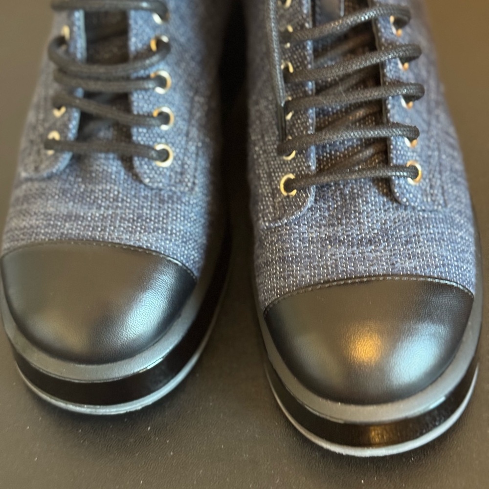 Chanel Lace Up Combat Boot Navy and Black - Picture 8 of 12